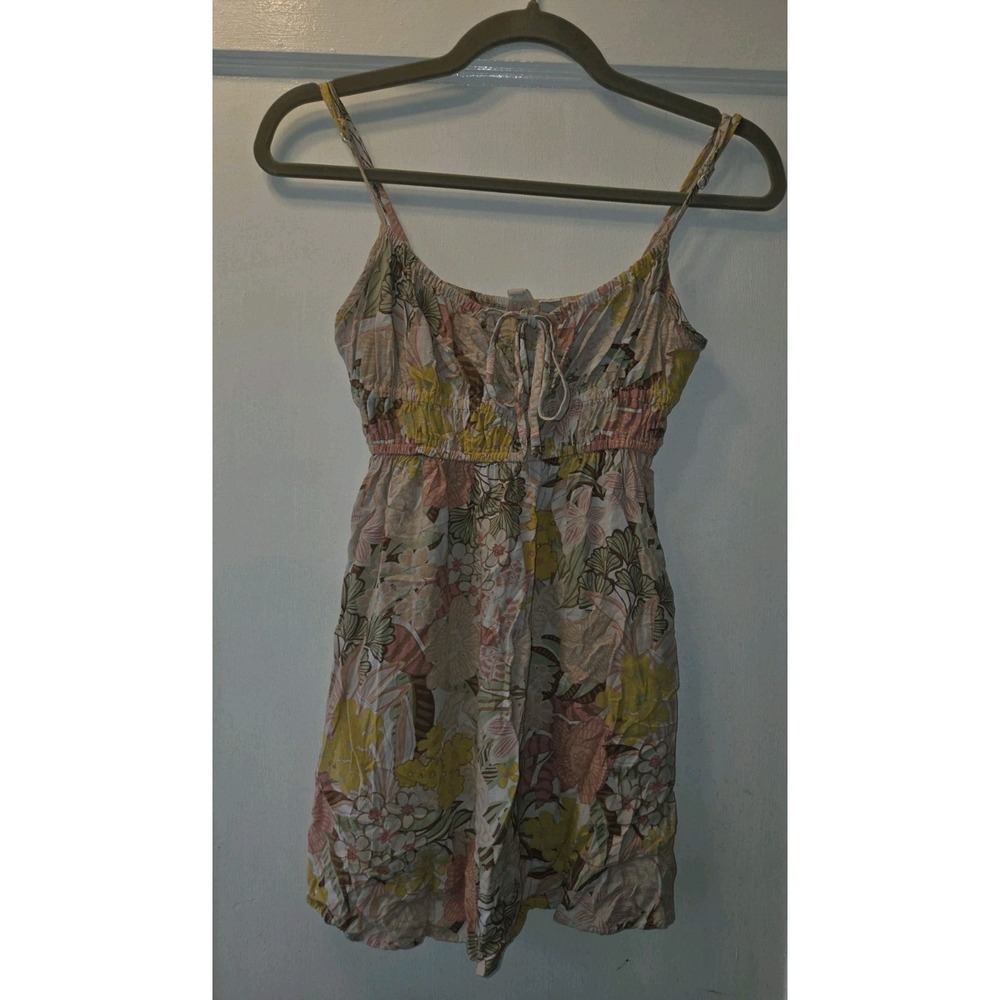 Y2K Roxy Floral Spaghetti Strap Tank. Adjustable Straps. XS